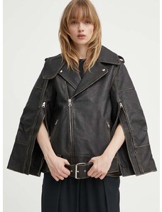 Kožená bunda By Malene Birger BEATR ISSE dámska, čierna farba, prechodná, Q71742002Z