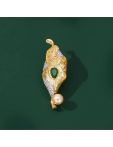 Éternelle Brož s růžovou perlou a smaragdovým krystalem Aglaia
