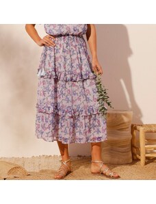 Blancheporte Dlhá sukňa s potlačou, recyklovaný polyester modrá/fialová 036