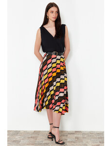 Trendyol Collection Viacfarebná vzorovaná midi tkaná sukňa