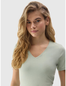 Women's Smooth T-Shirt with 4F Organic Cotton - Green
