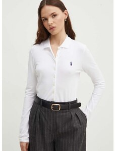 Košeľa Polo Ralph Lauren dámska, biela farba, slim, s klasickým golierom, 211941176