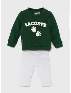 Detská bavlnená súprava Lacoste zelená farba