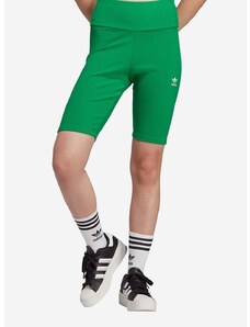 Šortky adidas Originals IL9620-green, dámske, zelená farba, jednofarebné, vysoký pás