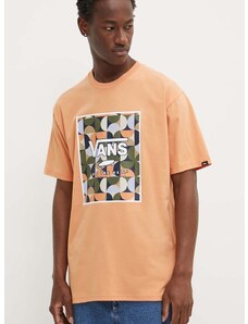 Bavlnené tričko Vans pánsky, oranžová farba, s potlačou