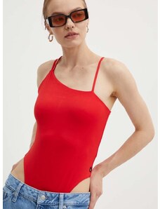 Body Tommy Jeans dámske, červená farba, DW0DW17400