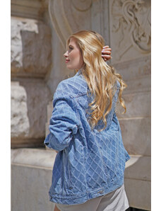 Mood of Paris Modrá džínsová bunda s aplikáciou Ginny