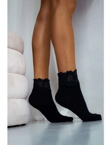 Milena Dámske čierne ponožky s čipkou, veľ. 37-41