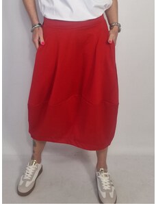 Voga Móda Červená balónová sukňa IMPRESS