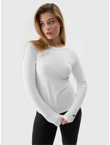 Women's Plain Long Sleeves T-Shirt 4F - White