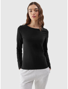 Women's Plain Long Sleeve T-Shirt 4F - Black