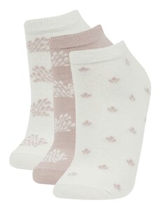 DeFacto Dámske 3-dielne bavlnené čižmové ponožky s listovou potlačou B6023axns