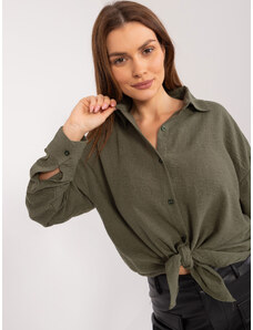 FANCY Dámska oversize bavlnená košeľa v khaki farbe