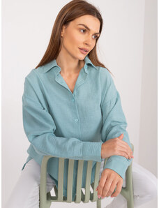 FANCY Dámska oversize bavlnená košeľa v mentolovej farbe