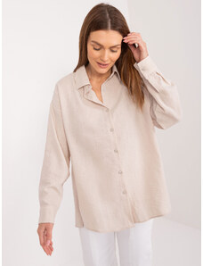 FANCY Dámska oversize bavlnená košeľa v svetlobéžovej farbe