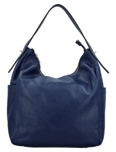 Dámska kožená kabelka na rameno tmavo modrá - Delami Lilou tmavo modra