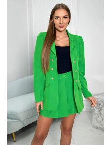 MladaModa Elegantný komplet saka a skladanej sukne model 2191 zelený