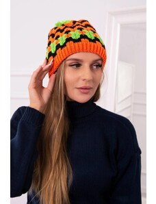 MladaModa Dámska čiapka s brmbolcom Laila K283 neónovo oranžová