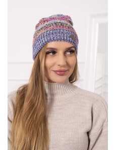 MladaModa Dámska čiapka Patricia K254 fialová+svetlomodrá