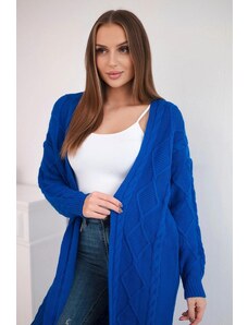 MladaModa Kardigánový sveter s elegantným vzorom model 2021-7 farba kráľovská modrá