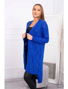 MladaModa Kardigánový sveter s perforovaným vzorom model 2020-4 farba kráľovská modrá