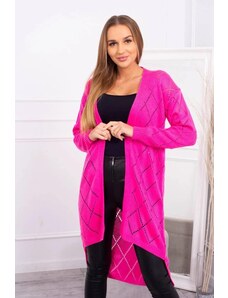 MladaModa Kardigánový sveter s perforovaným vzorom model 2020-4 jasný ružový