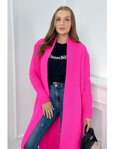MladaModa Kardigánový úpletový sveter model 2019-1 neónovo ružový