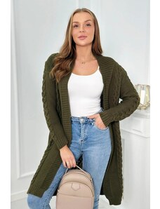 MladaModa Kardigánový úpletový sveter model 2019-1 khaki