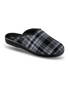 MJARTAN-Kárované papuče - čierno-sivé