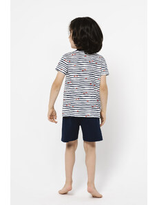 Italian Fashion Chlapčenské pyžamo Korfu, krátky rukáv, krátke nohavice - potlač/navy blue