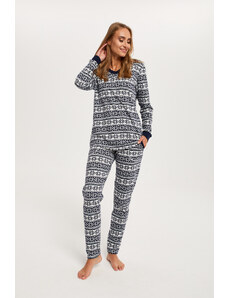 Italian Fashion Dámske pyžamo Alaska s dlhým rukávom a dlhými nohavicami - tmavomodrá potlač