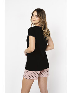 Italian Fashion Dámske pyžamo Bonilla, krátky rukáv, krátke nohavice - čierna/potlač