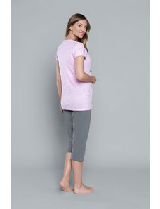 Italian Fashion Felicita pyžamo s krátkym rukávom, 3/4 nohavice - ružová/sivá