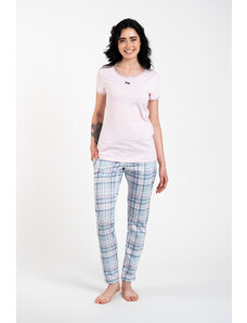Italian Fashion Dámske pyžamo Glamour s krátkym rukávom a dlhými nohavicami - ružová/potlač