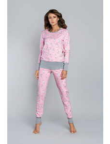 Italian Fashion Dámske pyžamo Lama s dlhými rukávmi a dlhými nohavicami - ružová potlač