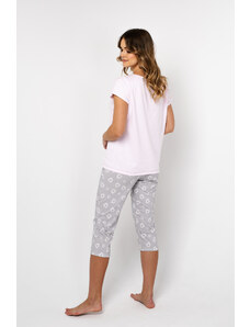 Italian Fashion Dámske pyžamo Noelia, krátke rukávy, 3/4 nohavice - svetlo ružová/potlač