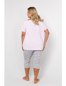 Italian Fashion Dámske pyžamo Noelia, krátke rukávy, 3/4 nohavice - svetlo ružová/potlač