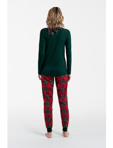 Italian Fashion Dámske pyžamo Tess, dlhý rukáv, dlhé nohavice - zelené/potlač
