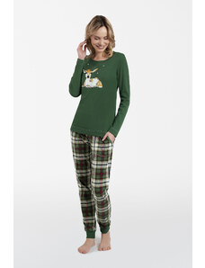 Italian Fashion Dámske pyžamo Zonda s dlhými rukávmi a dlhými nohavicami - zelené/potlač