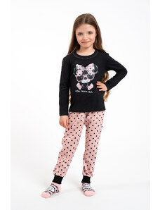 Italian Fashion Bonilla dievčenské pyžamo s dlhým rukávom a dlhými nohavicami - čierne/potlač