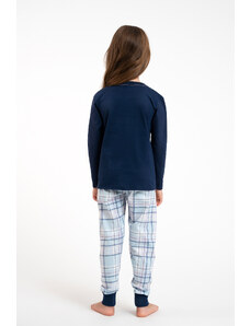 Italian Fashion Glamour dievčenské pyžamo, dlhý rukáv, dlhé nohavice - tmavomodré/potlač