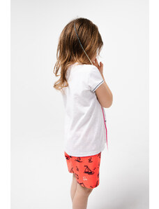 Italian Fashion Dievčenské pyžamo Marina, krátke rukávy, krátke nohavice - svetlý melanž/červená potlač