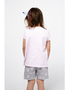 Italian Fashion Noelia dievčenské pyžamo s krátkym rukávom a krátkymi nohavicami - svetlo ružová/potlač