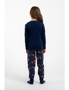 Italian Fashion Dievčenské pyžamo Wasilla, dlhý rukáv, dlhé nohavice - tmavomodré/potlač