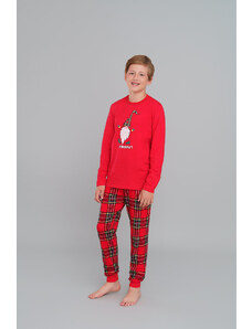 Italian Fashion Chlapčenské pyžamo Narwik, dlhý rukáv, dlhé nohavice - červené/potlač