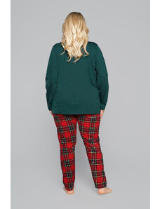 Italian Fashion Dámske pyžamo Zorza s dlhými rukávmi a dlhými nohavicami - červené/potlač