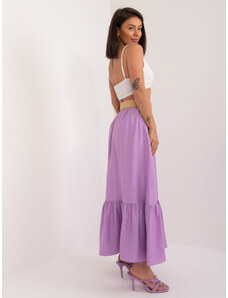 Fashionhunters Svetlo fialová hladká maxi sukňa s volánmi