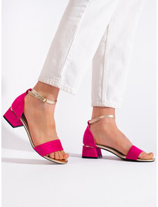 GOODIN Módne dámske ružové sandále na širokom podpätku