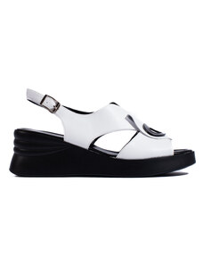 GOODIN Pekné biele sandále na klinoch pre ženy