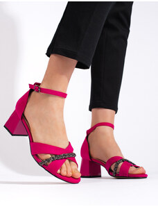 GOODIN Vynikajúce ružové sandále pre ženy na širokom podpätku